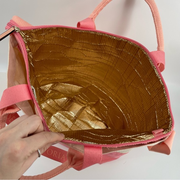 Victoria’s Secret Cream/Pink Insulated 2-in-1 Weekender Cooler Tote Bag - Picture 7 of 8